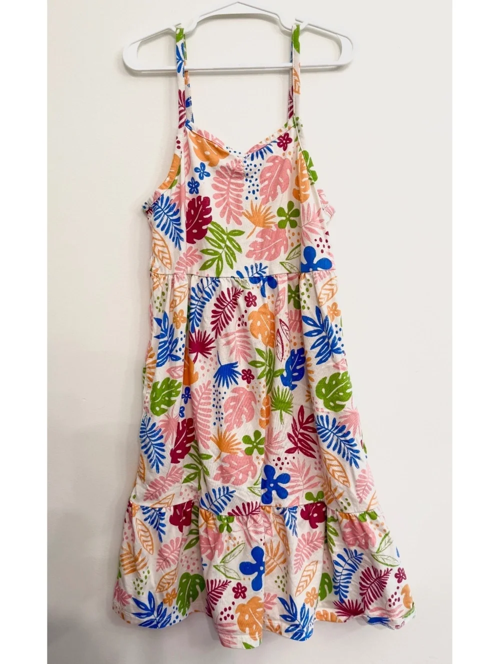 Old Navy Girls' Large (10-12) Colorful Leaf Print Cotton Sundress